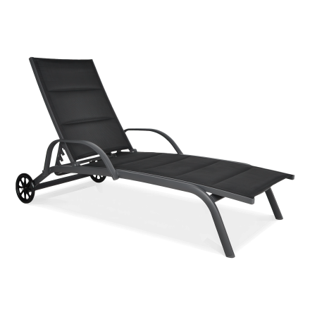 Șezlong de grădină din aluminiu MAJORKA Negru
