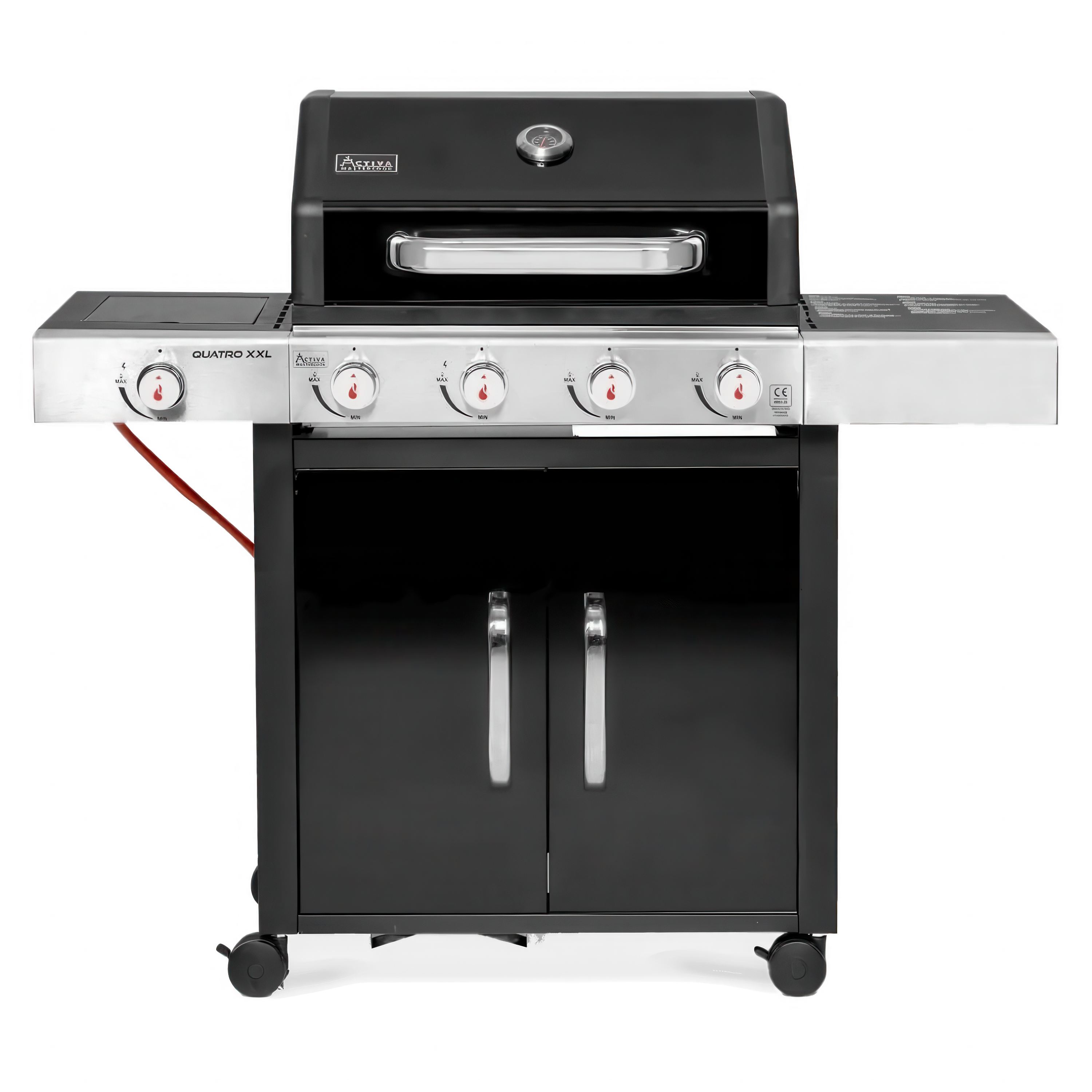 Grătar de grădină pe gaz ACTIVA Quattro XXL cu arzător negru 15.2kW
