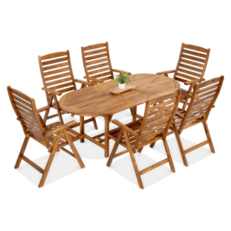 Mobilier de sufragerie din lemn AKADIA DINING 190/6+1- FOCUS GARDEN