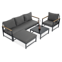 Colțar de grădină ORLANDO + fotoliu gri închis - FOCUS GARDEN