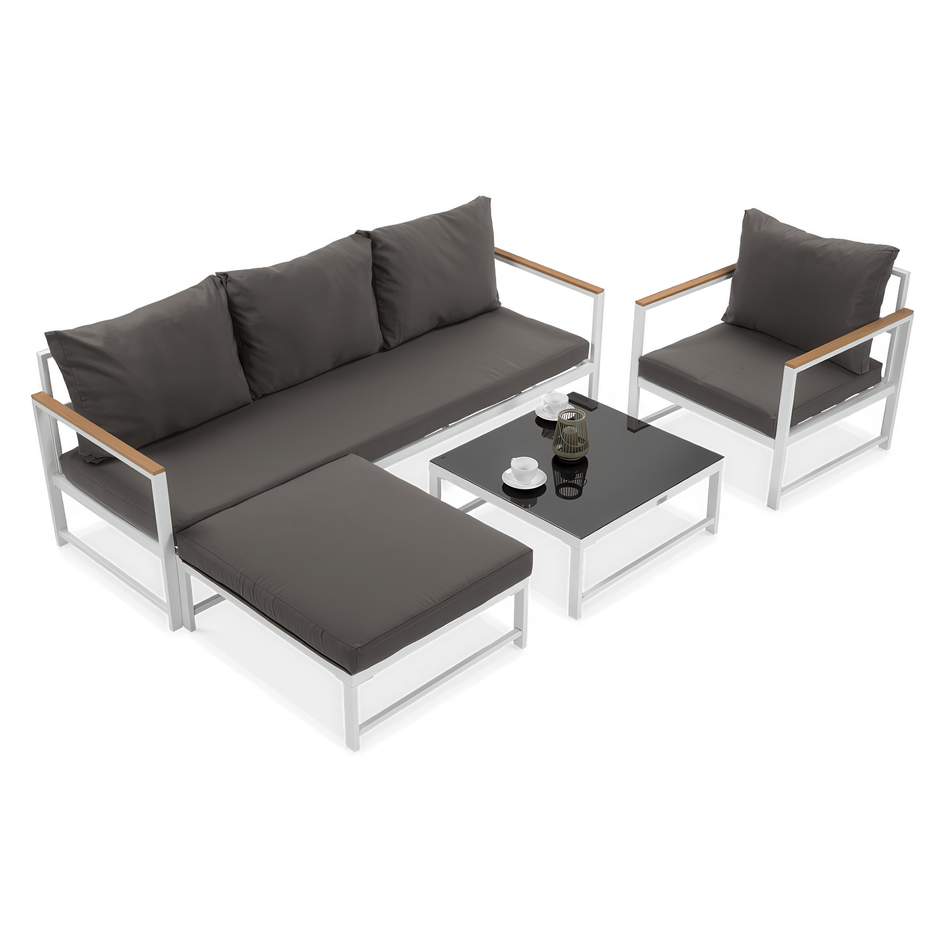 Colț de grădină Orlando + fotoliu alb - FOCUS GARDEN