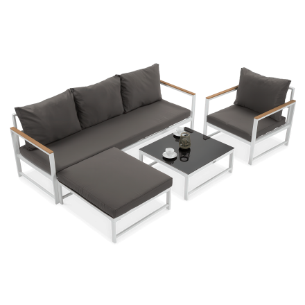 Colț de grădină Orlando + fotoliu alb - FOCUS GARDEN