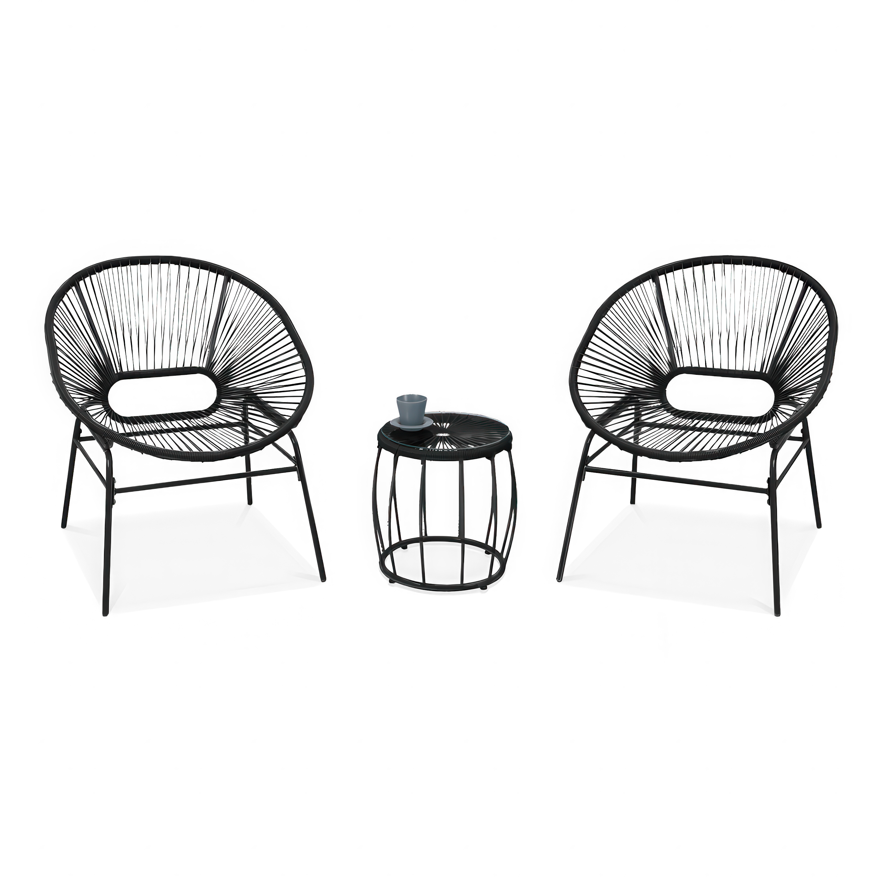 Set de mobilier de grădină Maya 2+1 negru - FOCUS GARDEN