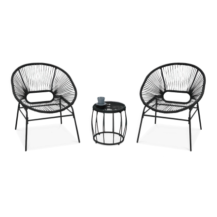 Set de mobilier de grădină Maya 2+1 negru - FOCUS GARDEN