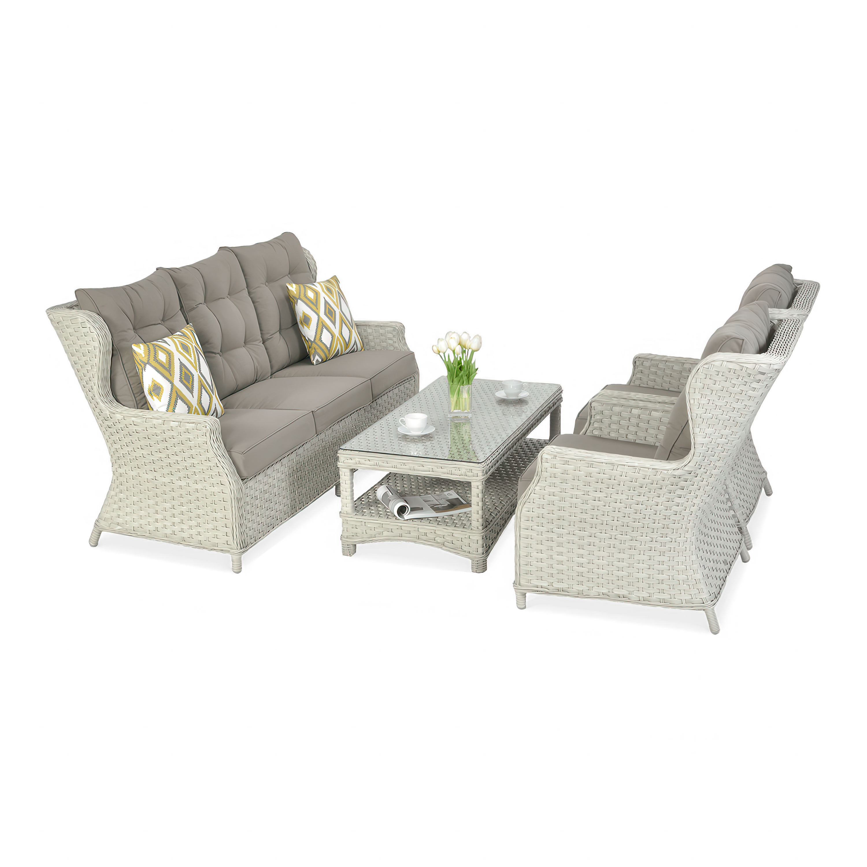 Zestaw technorattanowy TRIVENTO 3 Melange White