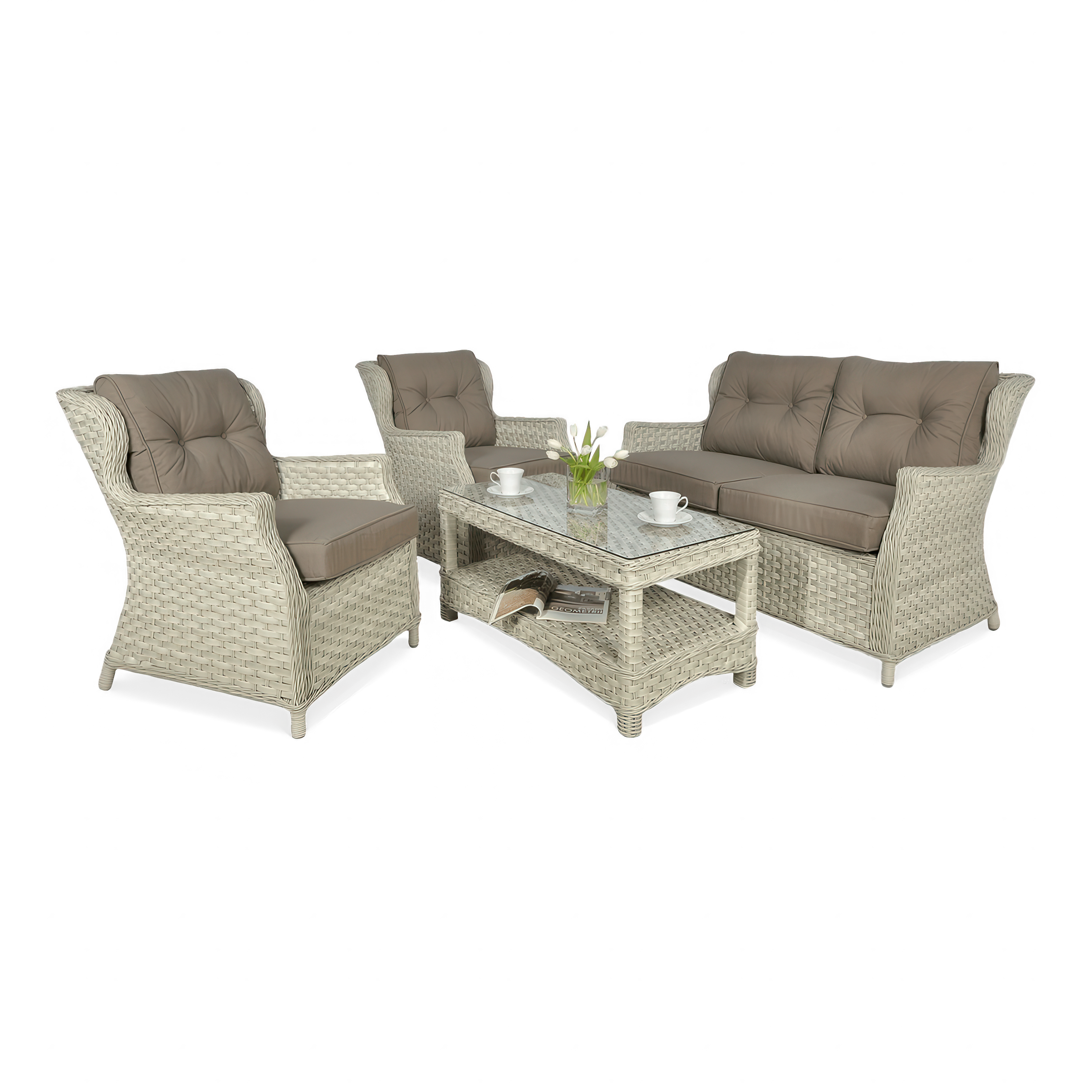 Meble z technorattanu TRIVENTO 2 Melange White