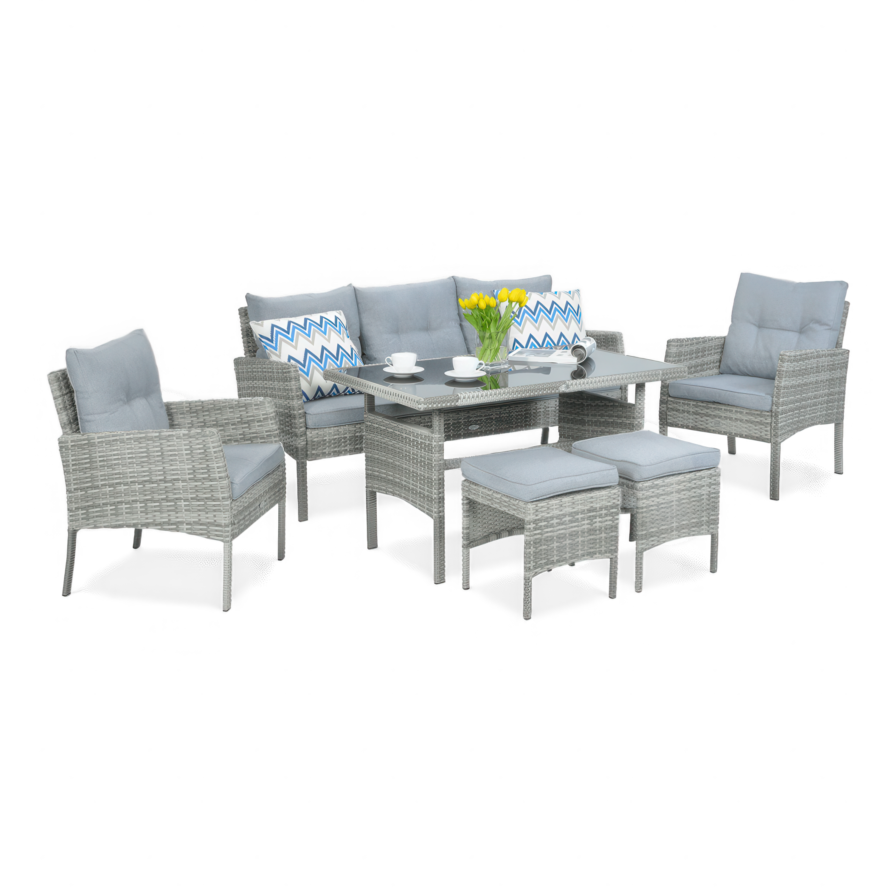 Set Technorattan CORTINA + Dolphin Grey PUFY