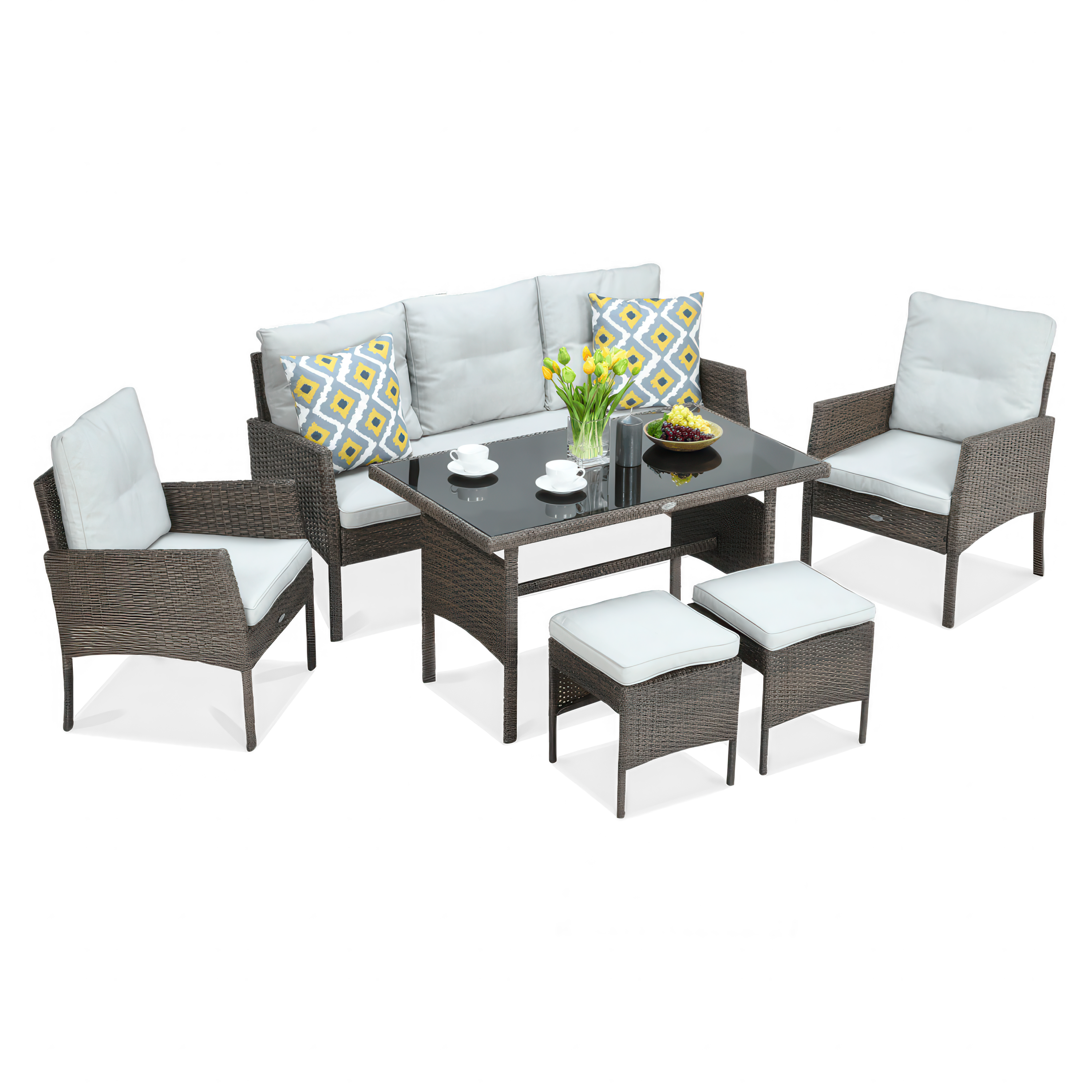 Technorattan set CORTINA + PUFY Brown