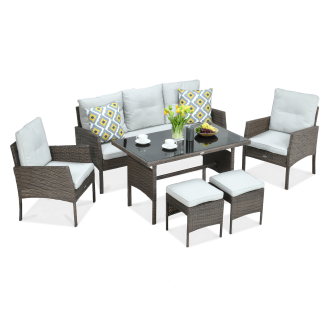 Technorattan set CORTINA + PUFY Brown