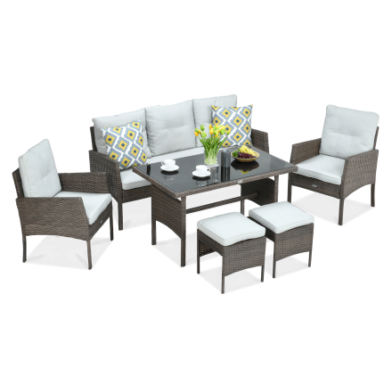 Technorattan set CORTINA + PUFY Brown