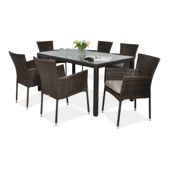Technorattan Dining Set LERIDA/VENECJA 6+1 Brown