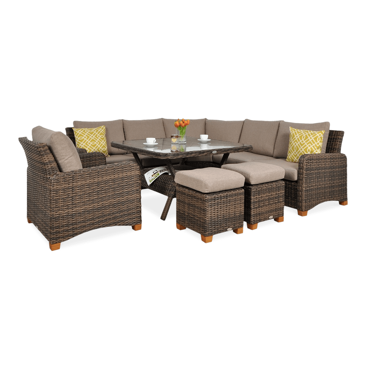 TOLEDO DINING Canapea de colț maro technorattan