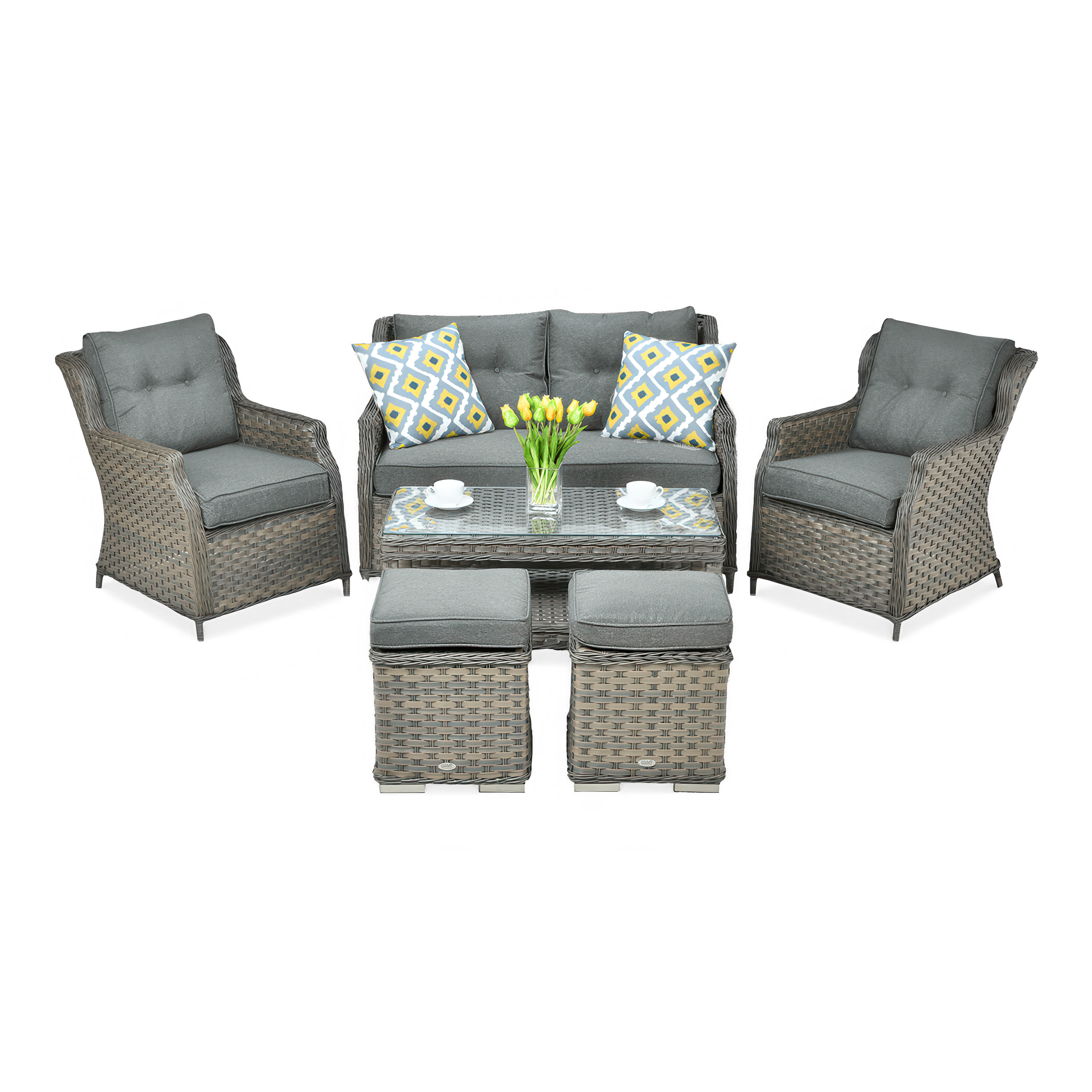 Technorattan mobilier TRIVENTO 2 + PUFY Melange