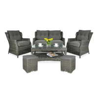 Technorattan mobilier TRIVENTO 2 + PUFY Gri închis