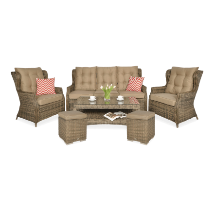 Technorattan set TRIVENTO 3 + PUFY Brown