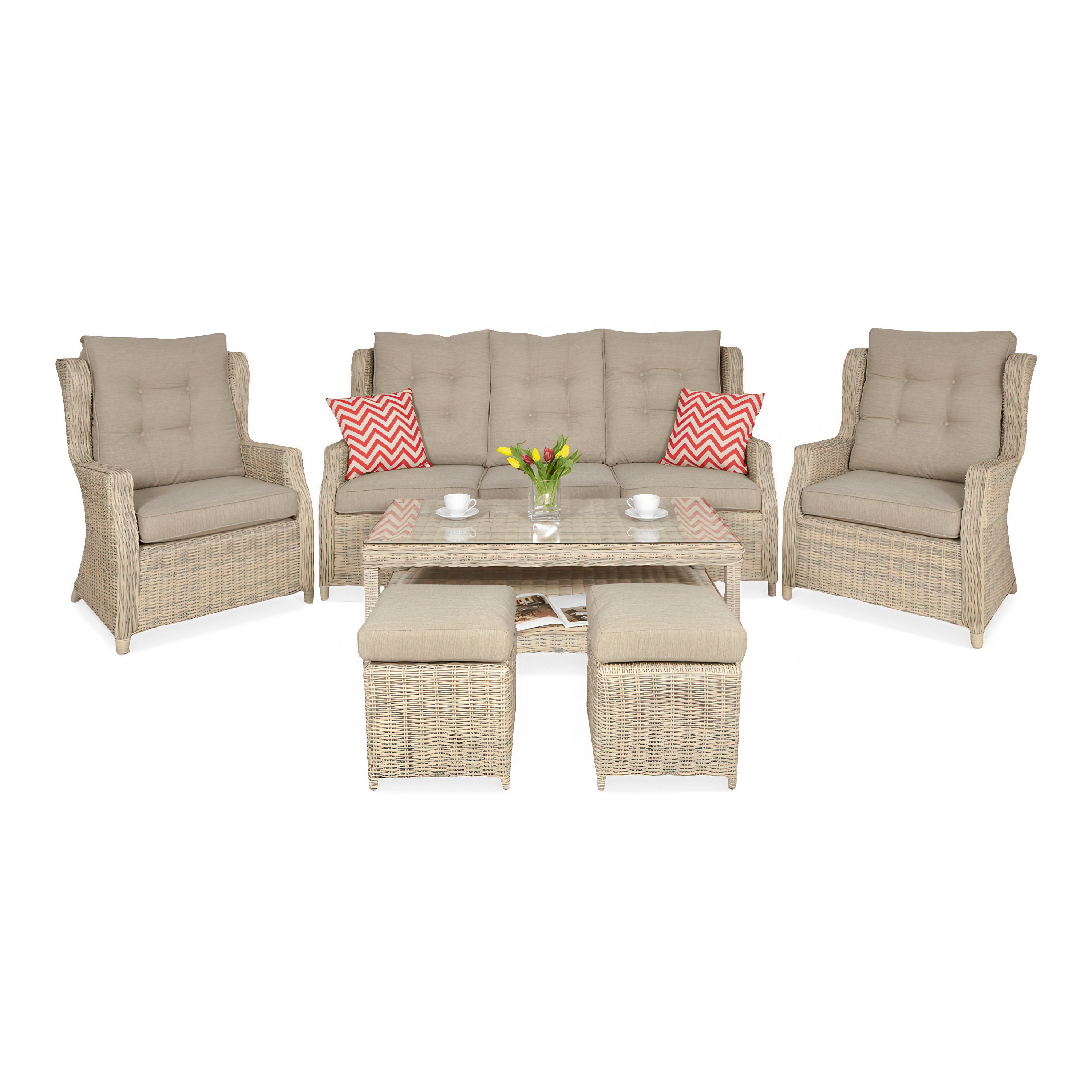 Set Technorattan TRIVENTO 3 + PUFY Bej