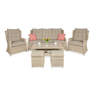 Set Technorattan TRIVENTO 3 + PUFY Bej