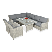 Technorattan canapea colț MARYLAND alb gri