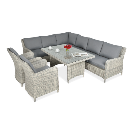 Technorattan canapea colț MARYLAND alb gri