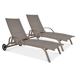 2x MAJORKA șezlong de grădină din aluminiu Taupe