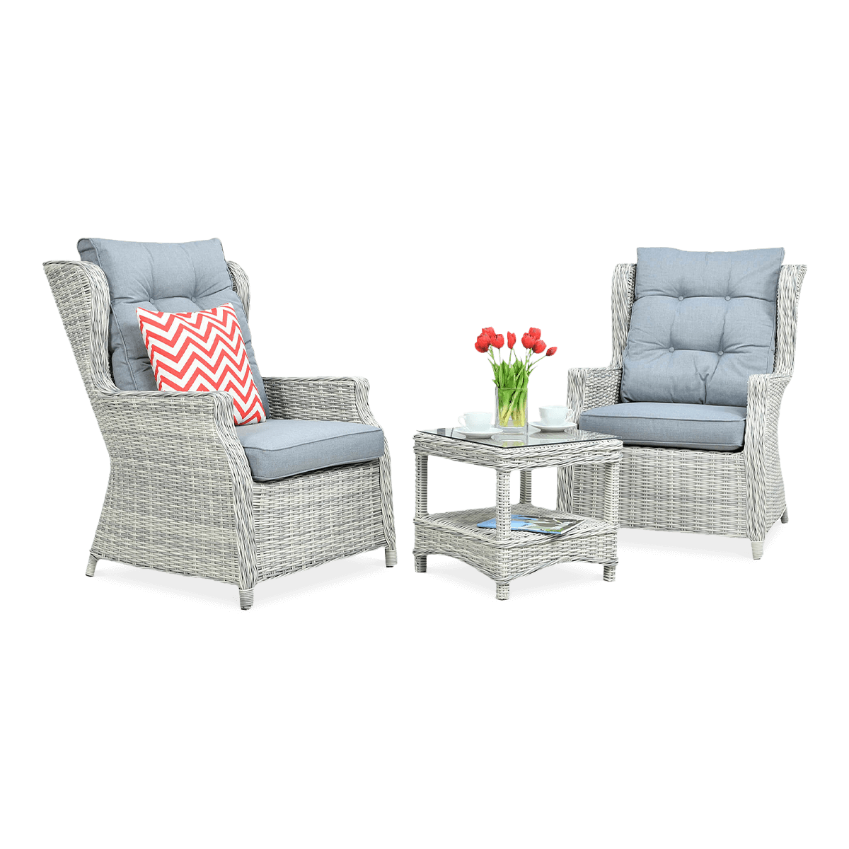 TRIVENTO DUO Set canapea albă gri