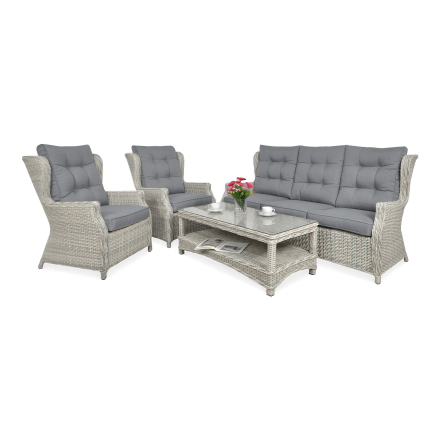 Technorattan set TRIVENTO 3 alb gri