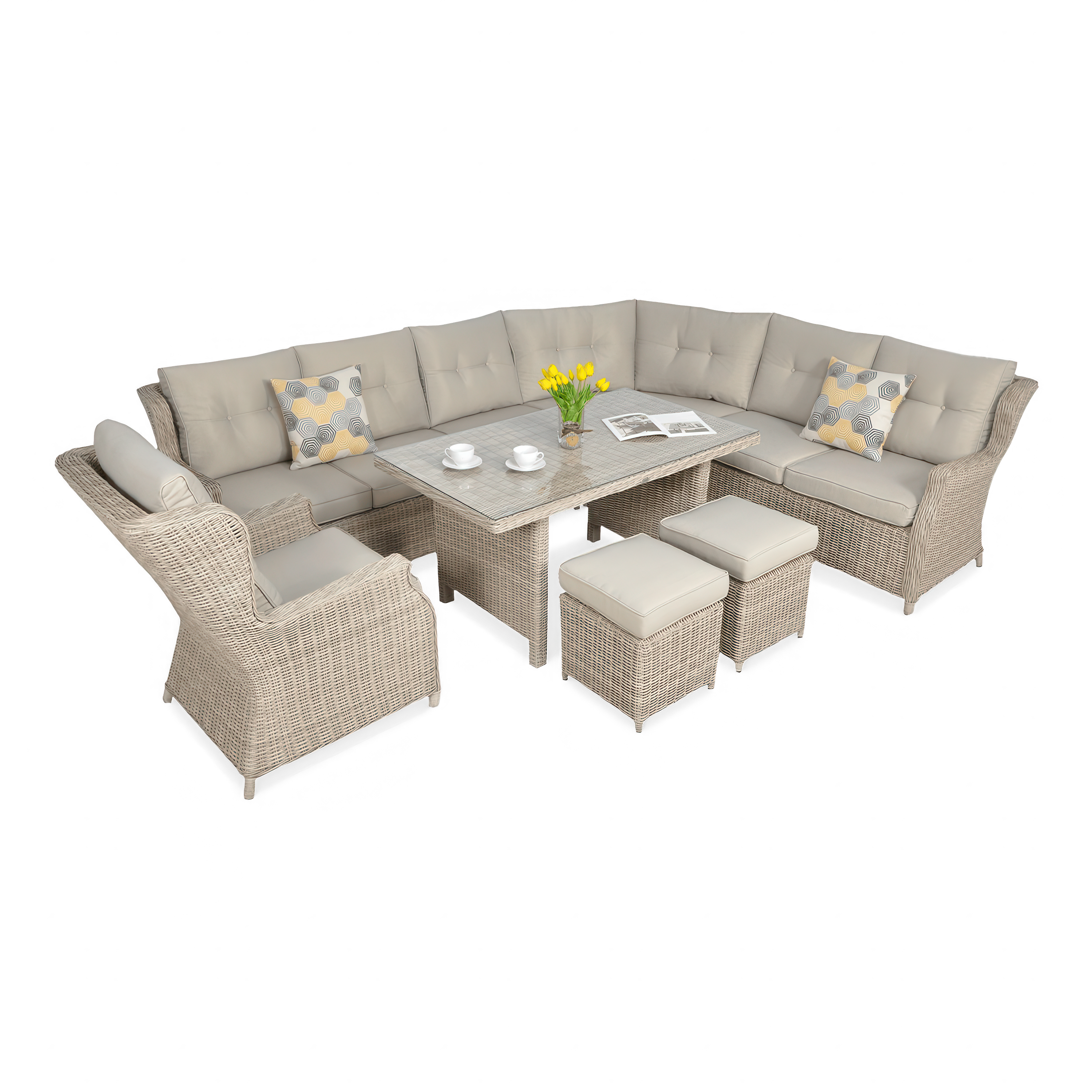 Technorattan colțar TRIVENTO DINING Bej deschis