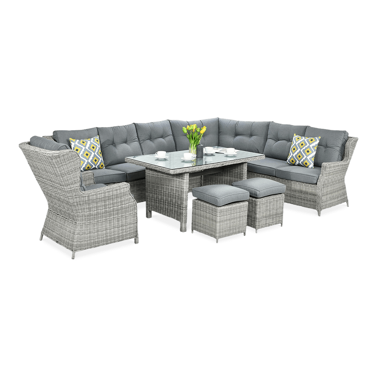 Technorattan colț TRIVENTO DINING Stone Grey