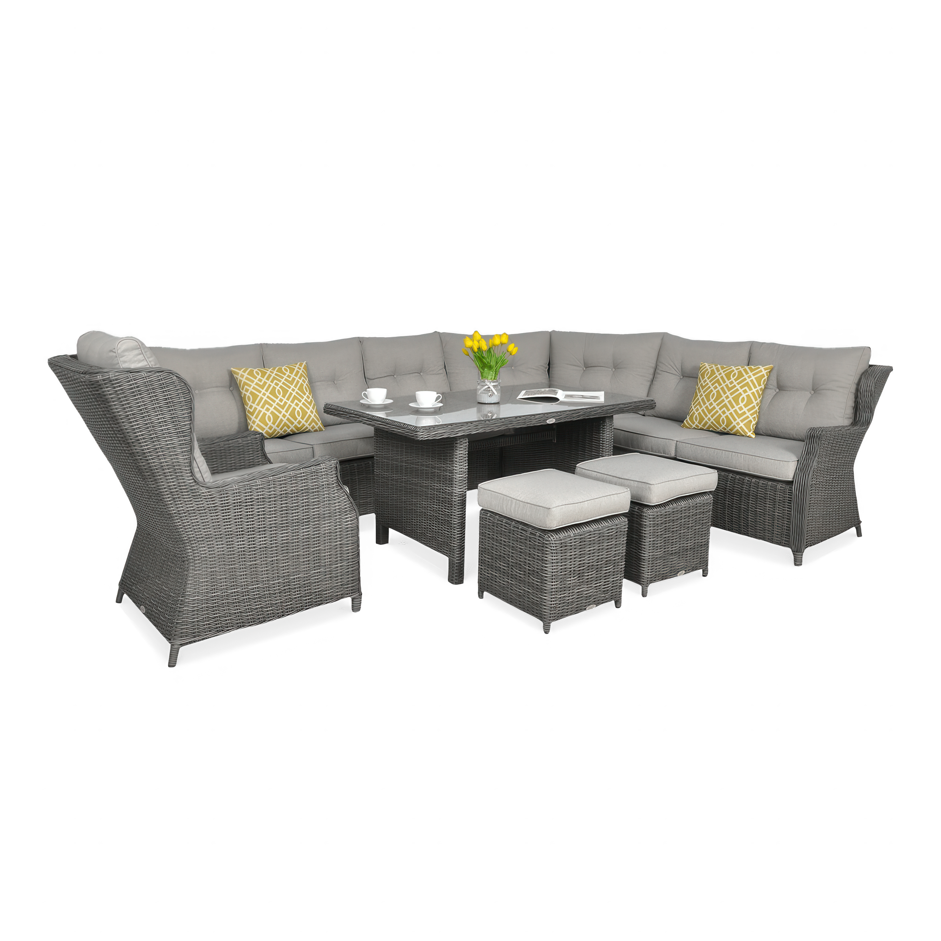 Technorattan colț TRIVENTO DINING Gri închis