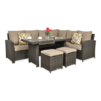 Technorattan colț SANTANA DINING Brown