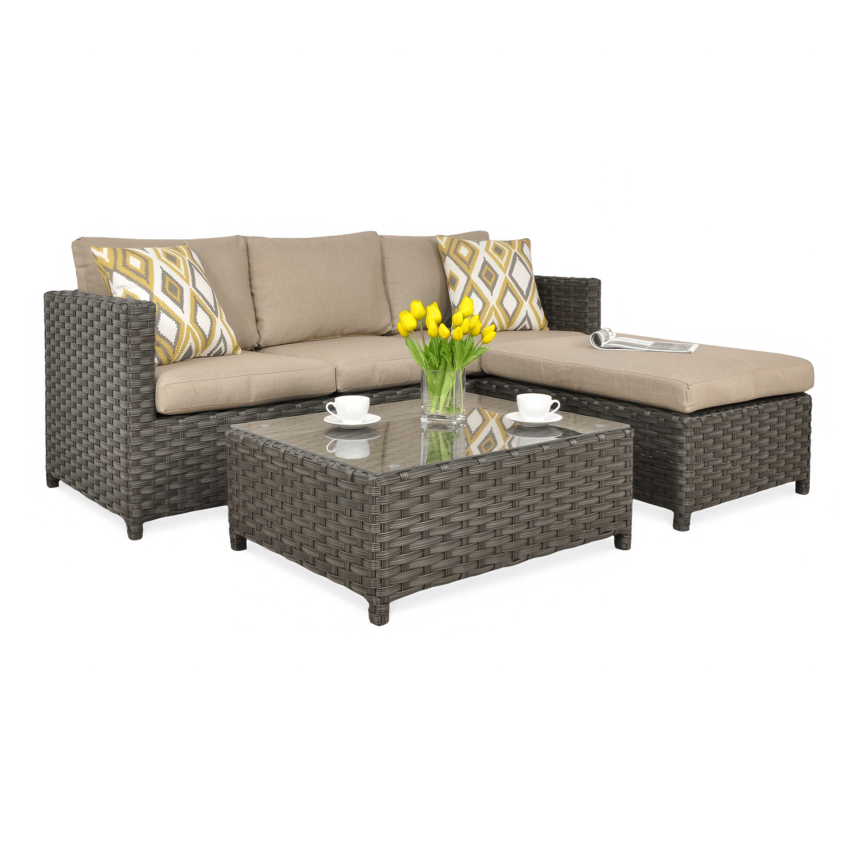 Technorattan canapea colț MARCO CAFFE Brown