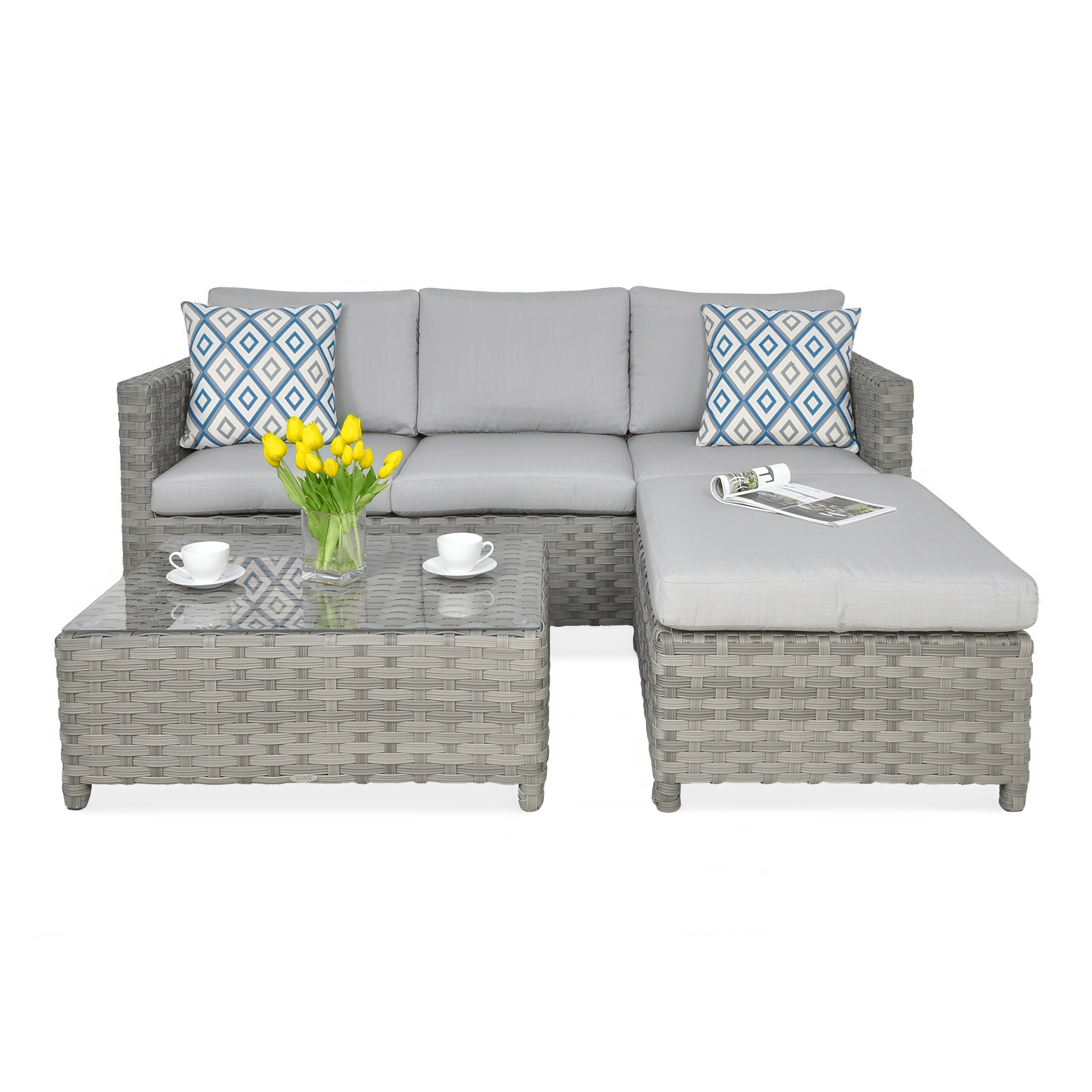 Technorattan canapea de colț MARCO CAFFE Gri modern