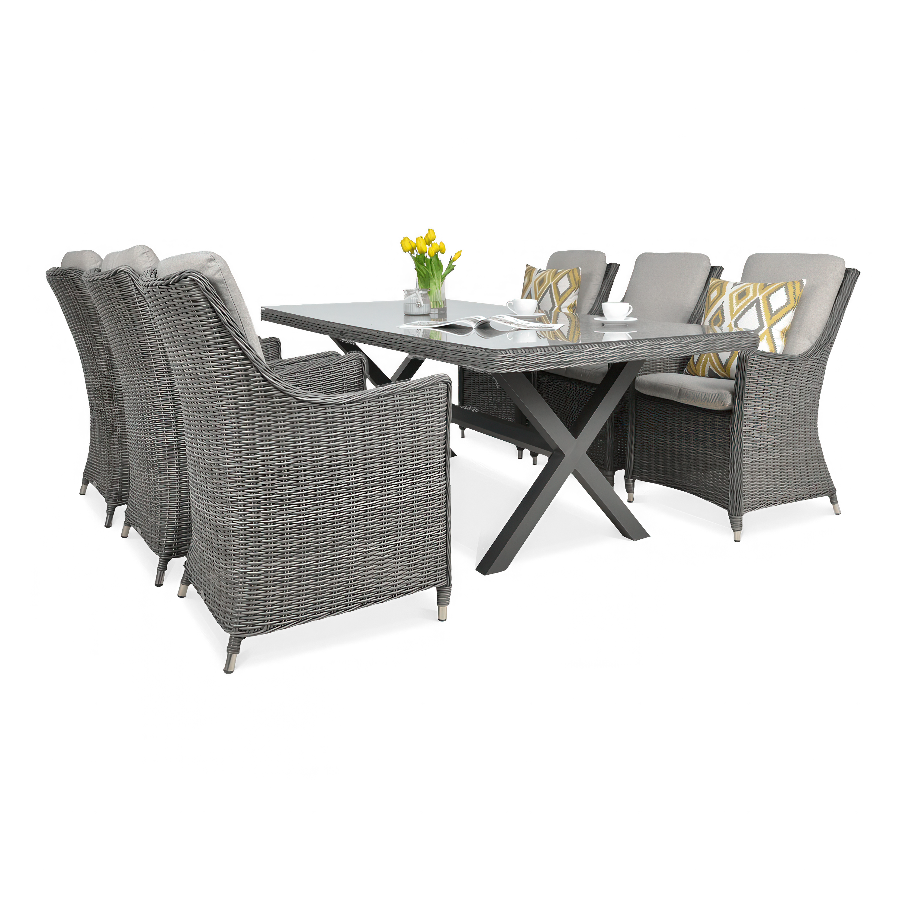 NAPOLI 6/200 Set de mobilier Technorattan gri închis