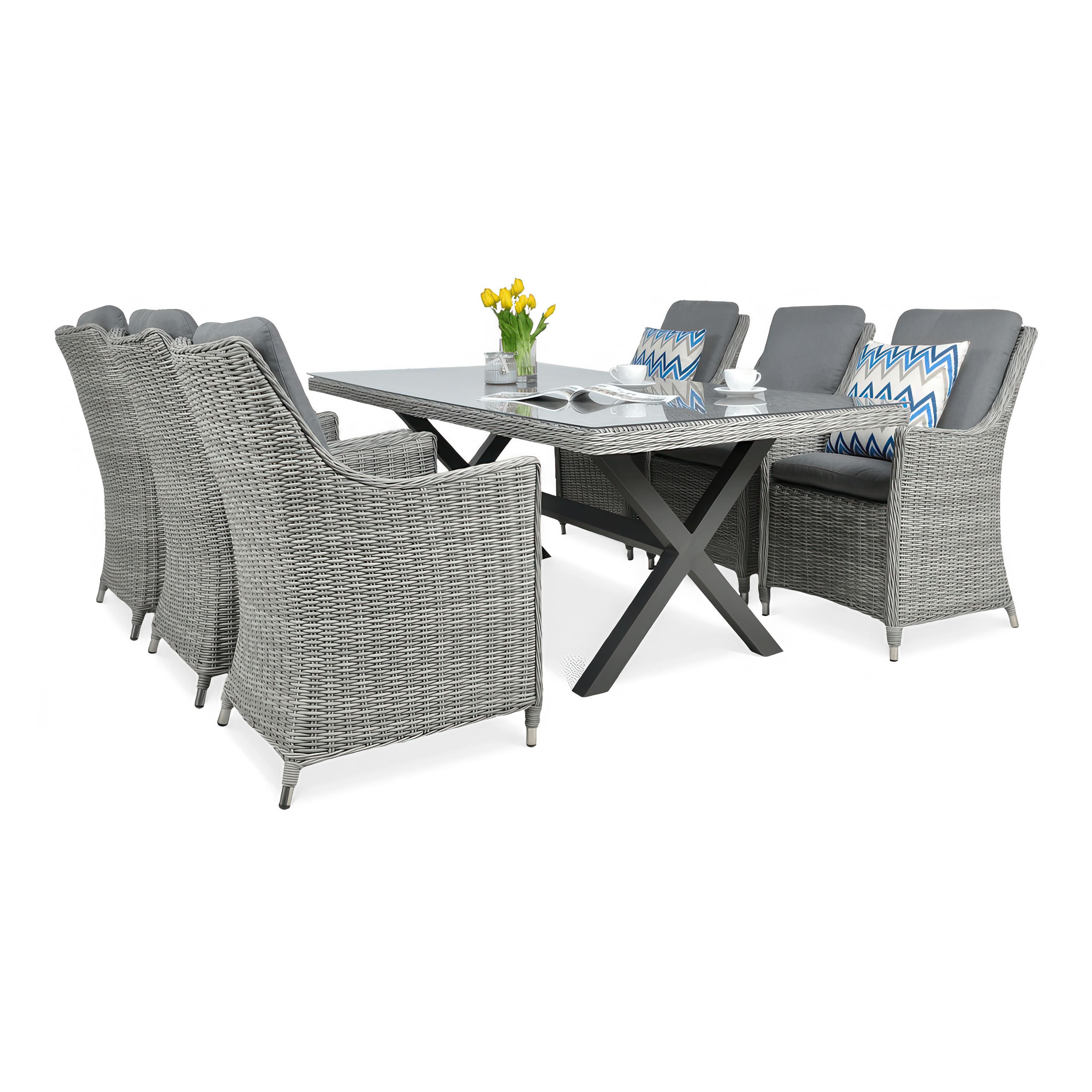 NAPOLI 6/200 Stone Grey Technorattan set de mobilier