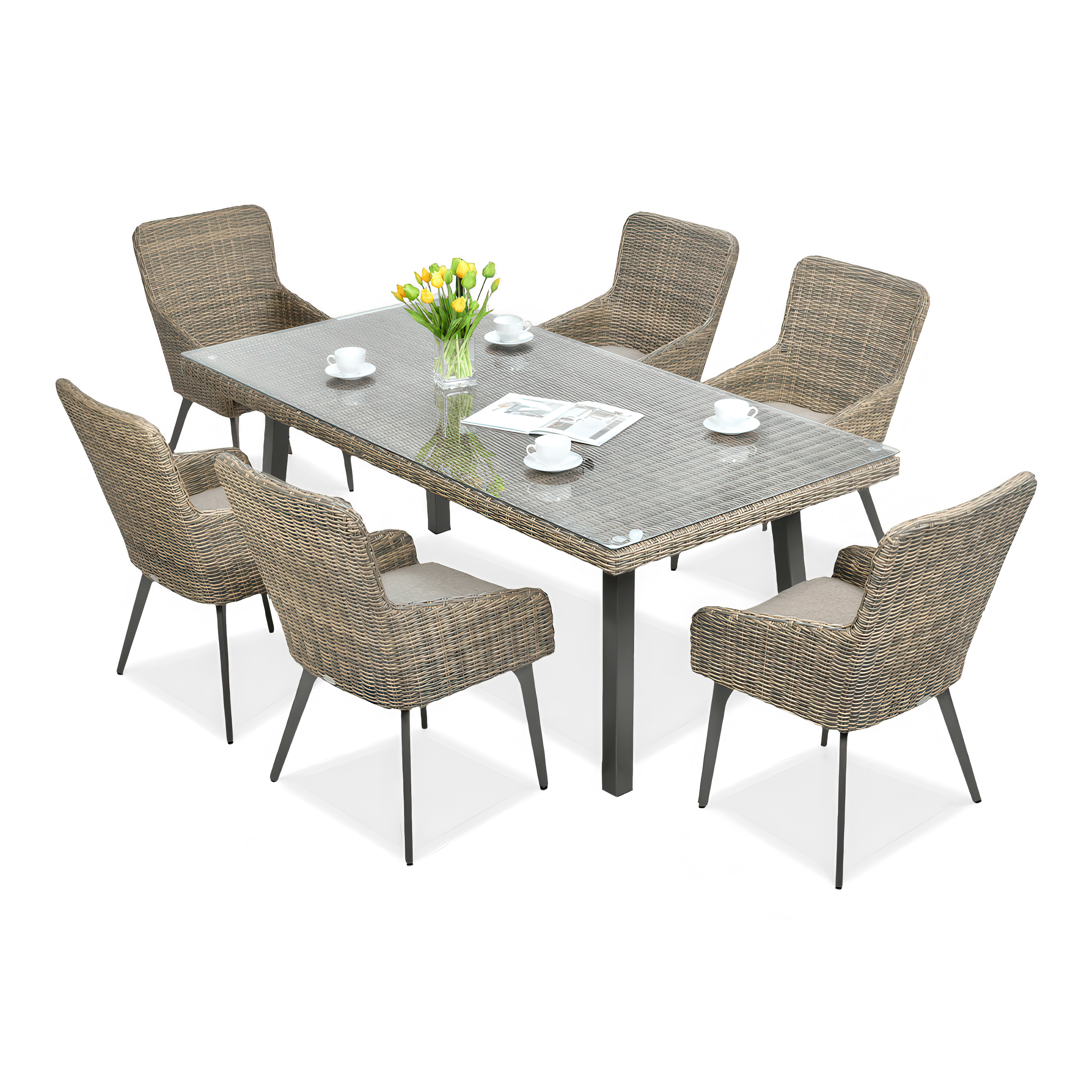 MILANO 6/200 Set de sufragerie technorattan maro