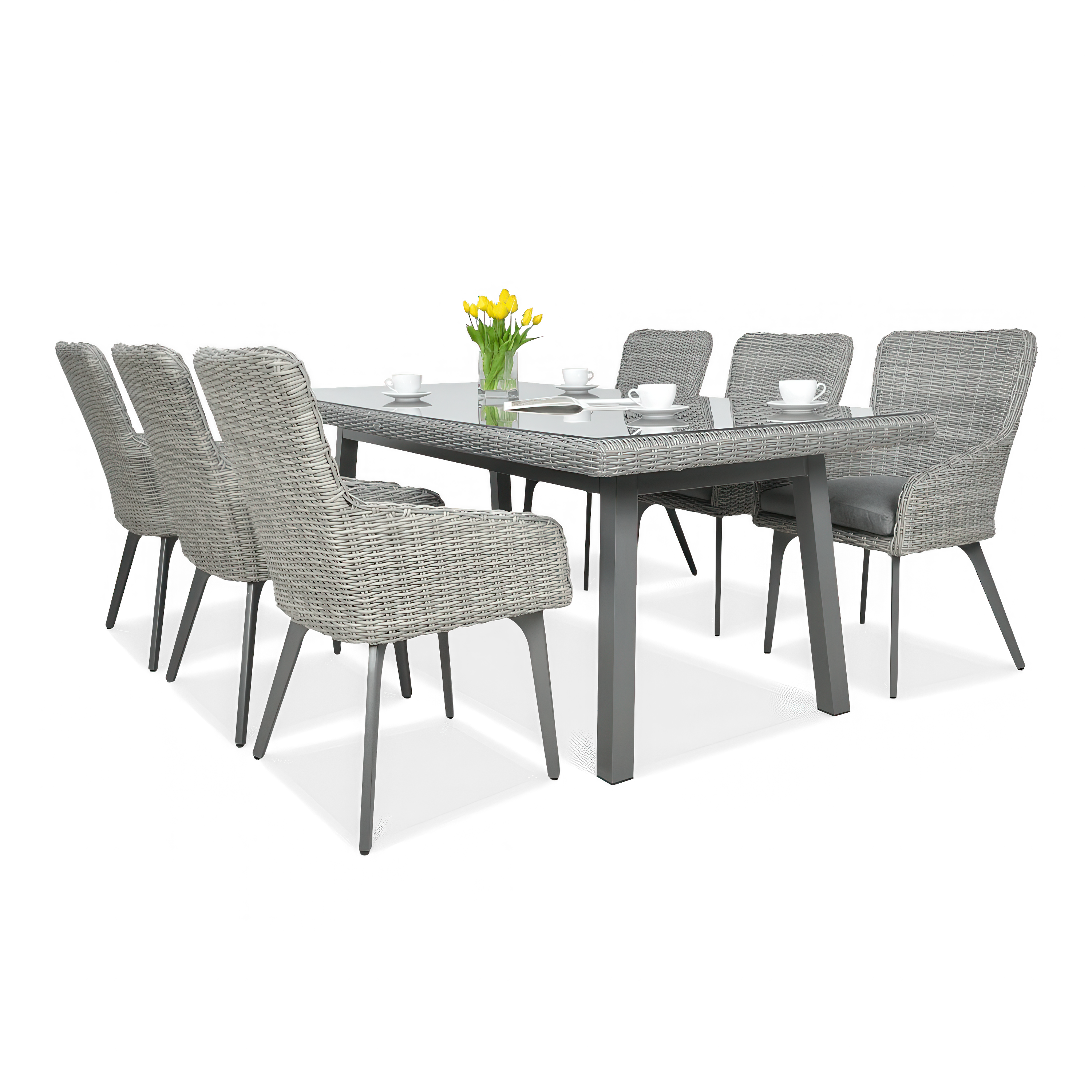 MILANO 6/200 Set Technorattan gri piatră