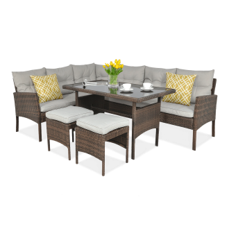 Technorattan canapea de colț CORTINA Brown