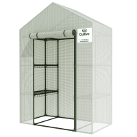 Sera grădină rafturi 4 rafturi 140x73 alb