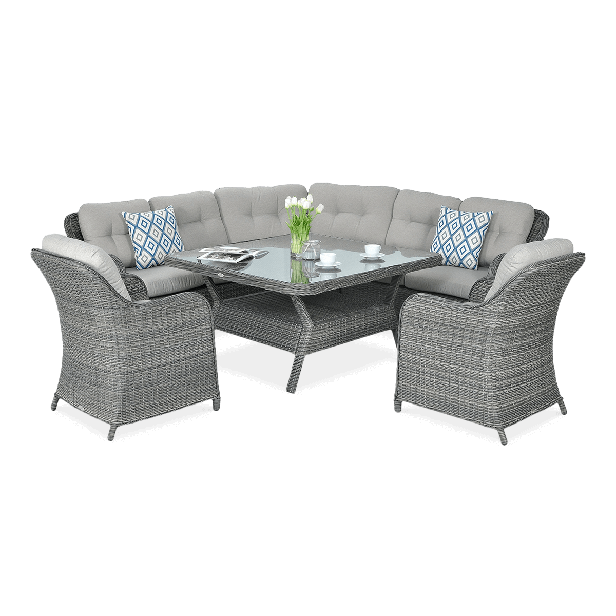 Canapea de colț Technorattan SAVONA Gri închis