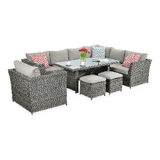 Technorattan colț MONIZ DINING PLUS Gri închis