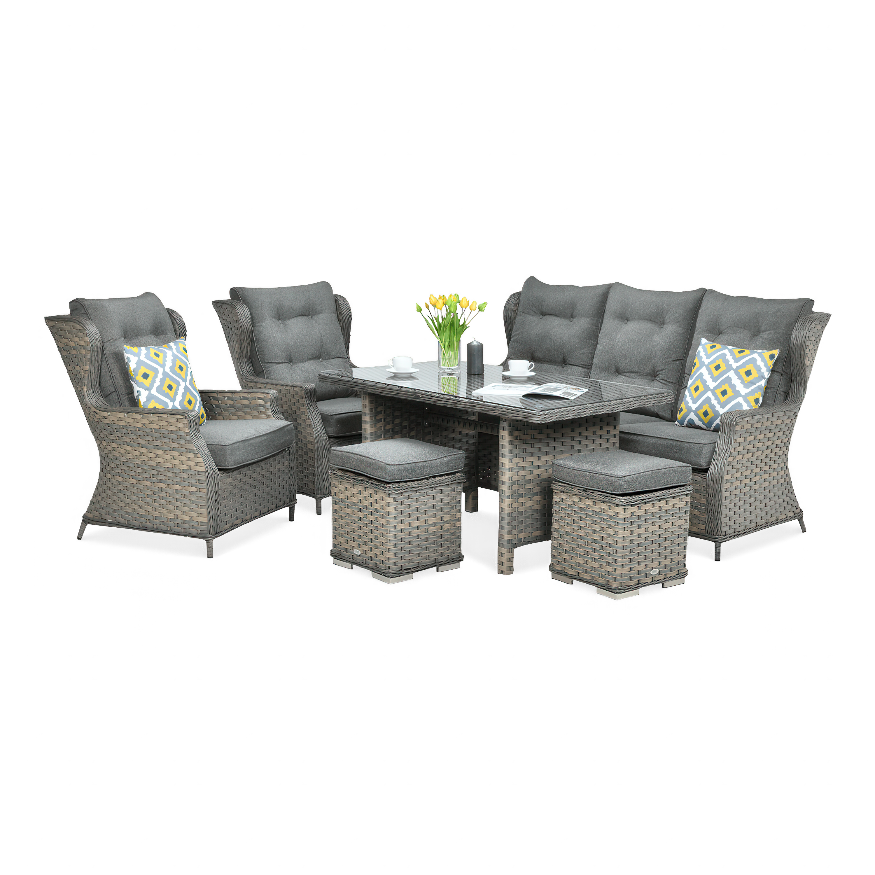 Technorattan mobilier TRIVENTO DINING 3 + PUFY Melange