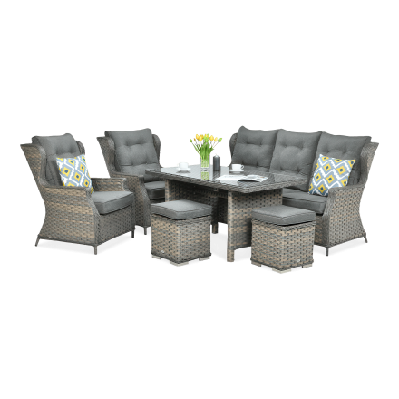 Technorattan mobilier TRIVENTO DINING 3 + PUFY Melange