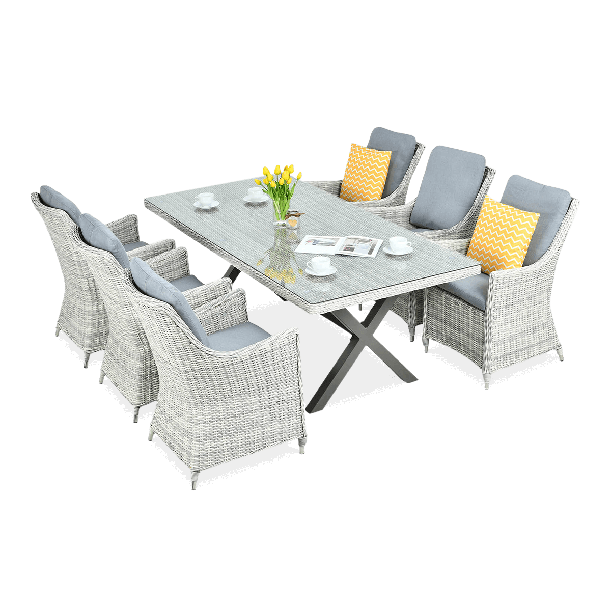 NAPOLI 6/200 Set de mobilier Technorattan alb gri