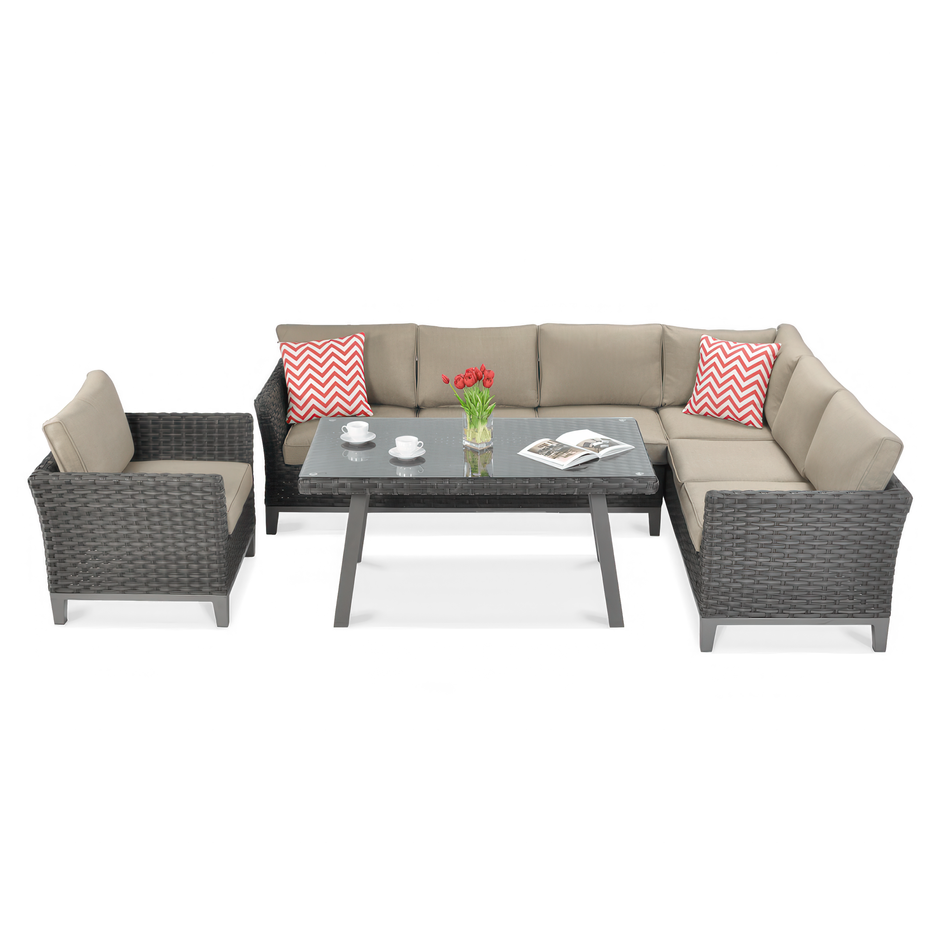 Technorattan colț canapea MALAGA DINING + SEAT Brown