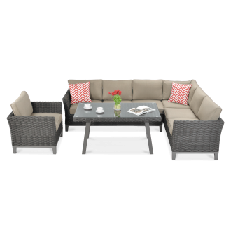 Technorattan colț canapea MALAGA DINING + SEAT Brown