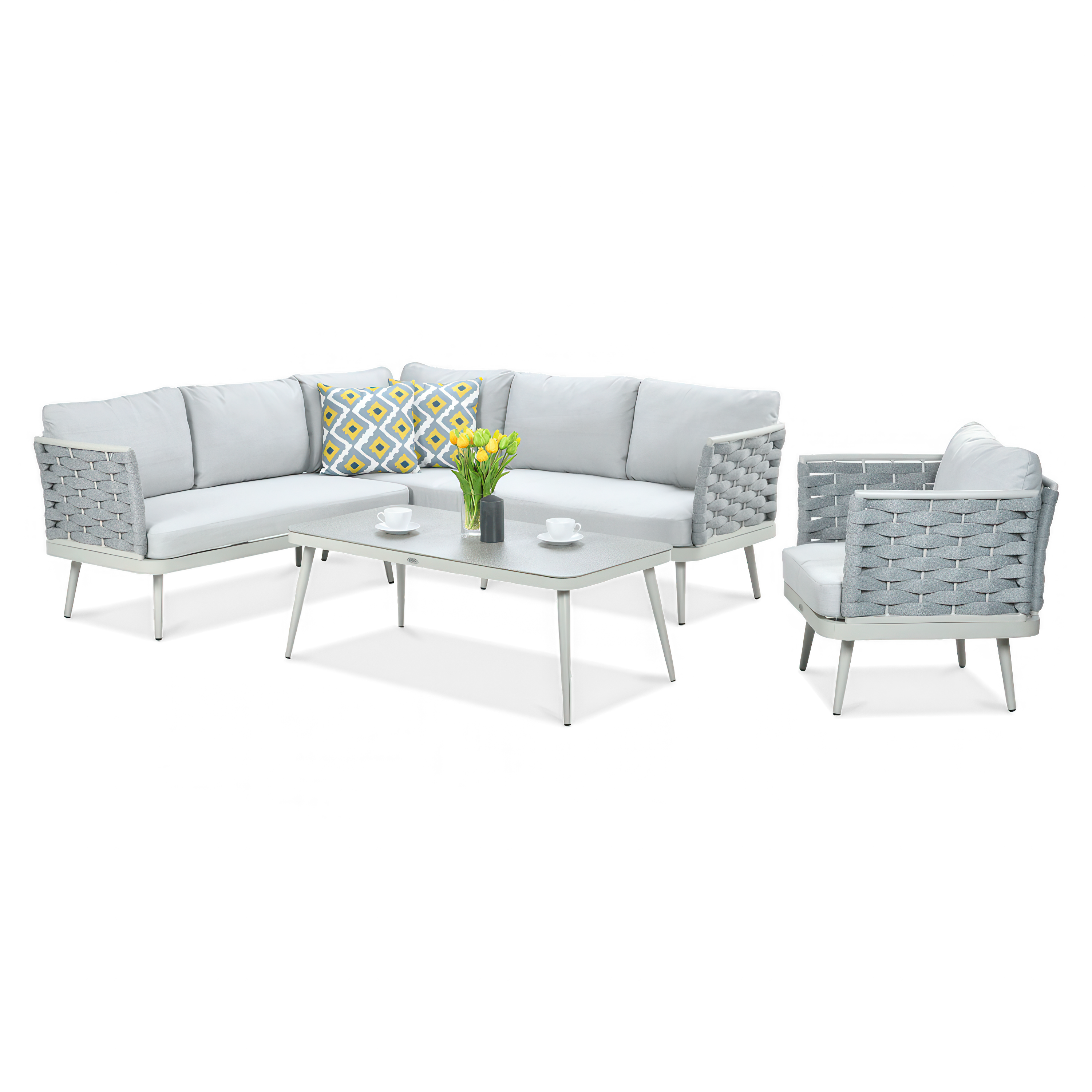 Colț de grădină MARINEL + fotoliu Gri deschis