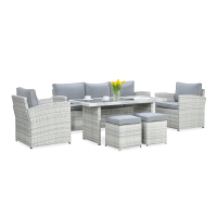 Zestaw z technorattanu BORNEO + PUFY White Grey