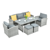 Zestaw z technorattanu BORNEO + PUFY Stone Grey