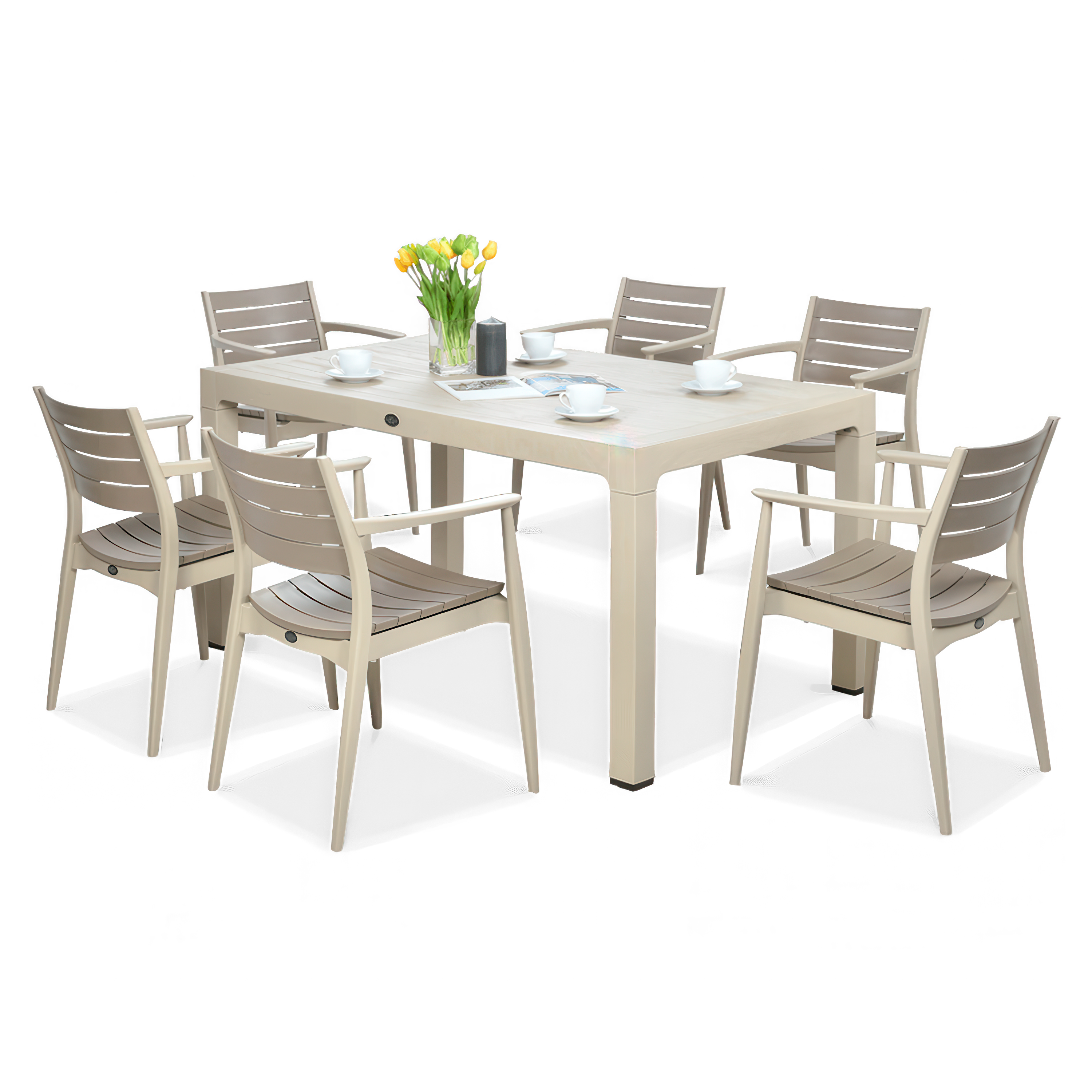 Novussi dining set REGNUM 6+1 Cappuccino/Desert Brown