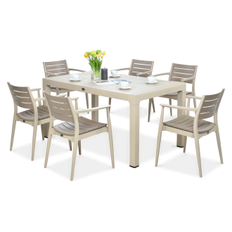 Novussi dining set REGNUM 6+1 Cappuccino/Desert Brown